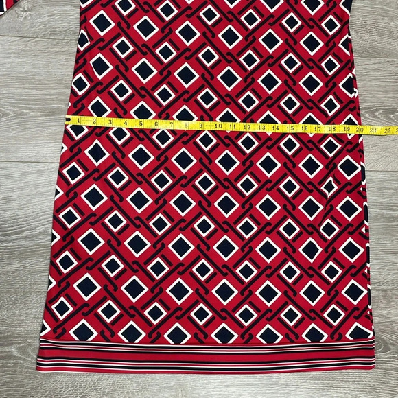 NWOT Talbots Petites 3/4 Sleeve Stretch Shift Dress Red Black White Print LP - Picture 10 of 16
